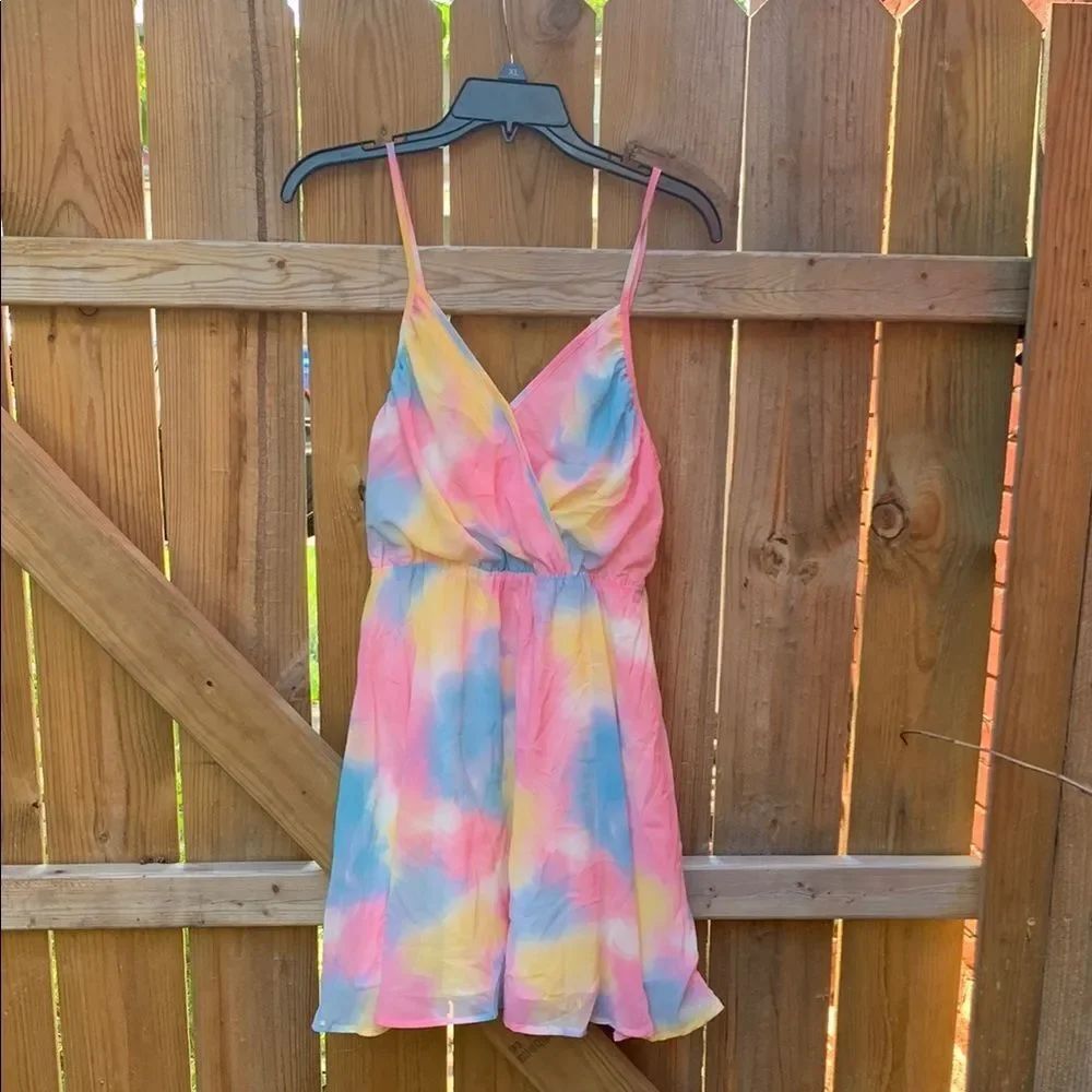 SHEIN Pink and Blue Tie-Dye One Piece Dress